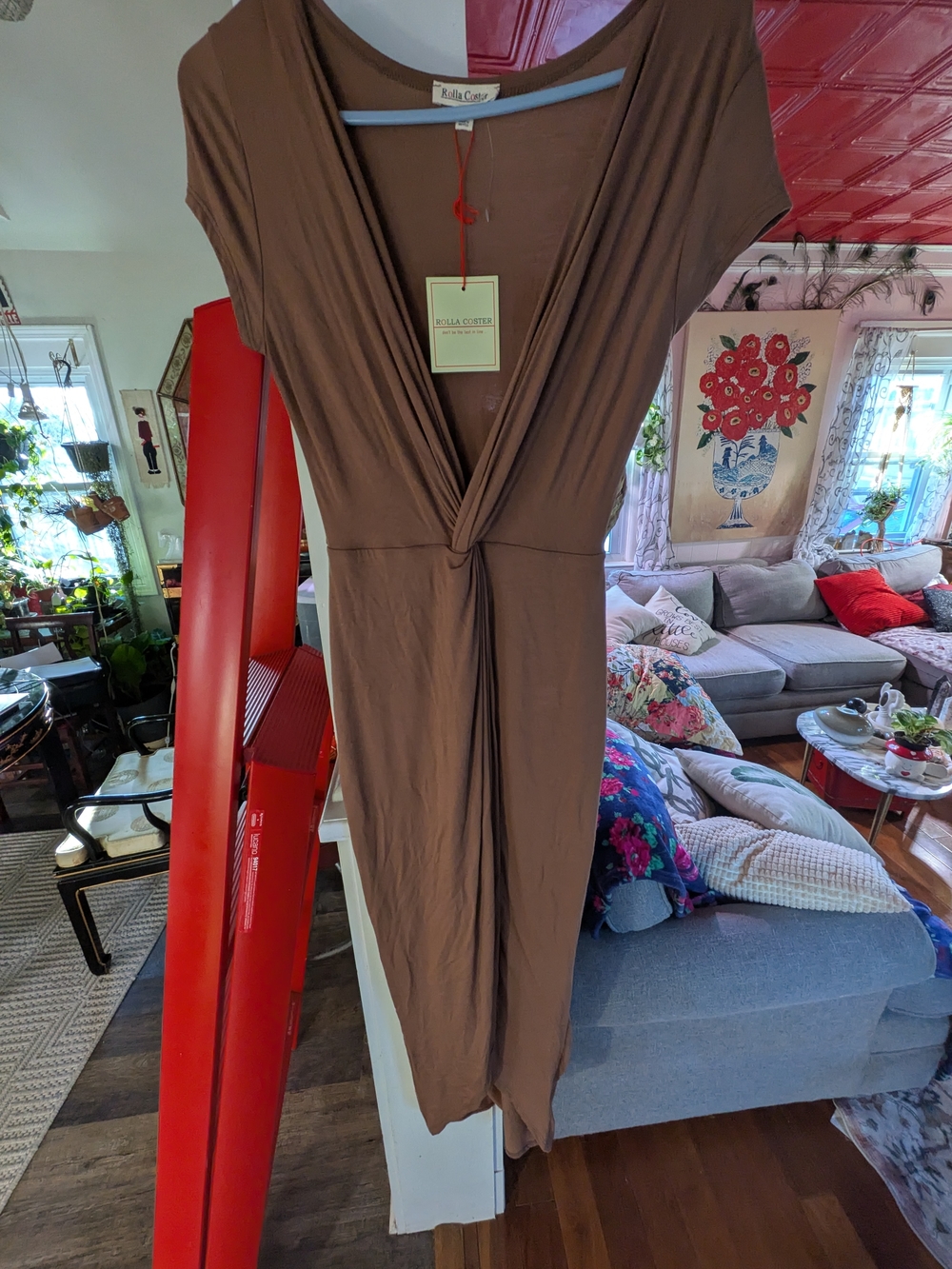 Rolla Coster Brown Knot-Front Maxi Dress